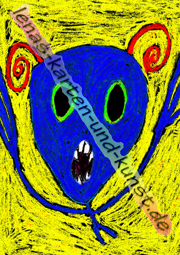 M0001_Freestylekarte_Alien (dunkelblau auf gelbem Hintergrund)
