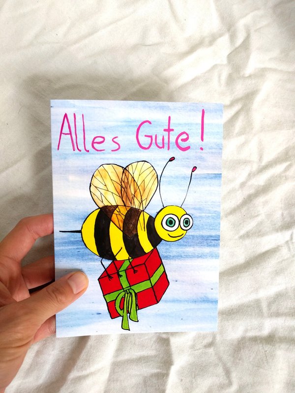 M0019_Geburtstagskarte_Biene; Text: Alles Gute!