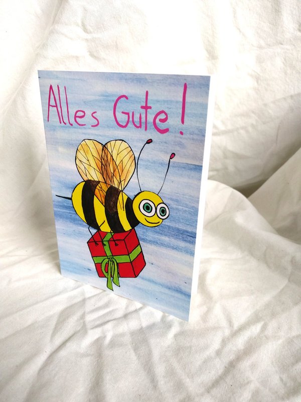 M0019_Geburtstagskarte_Biene; Text: Alles Gute!