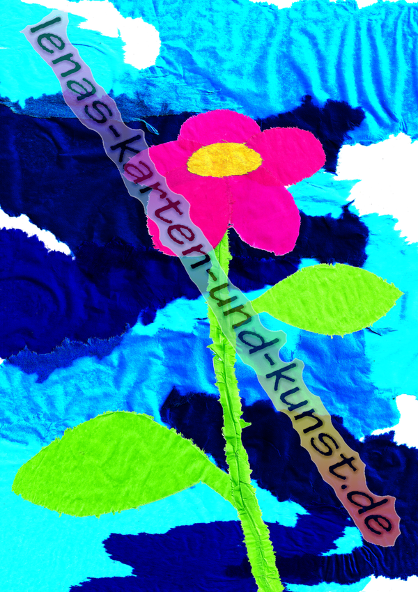 M0025_Blumenkarte_Blume mit pinker Blüte in den Himmel ragend