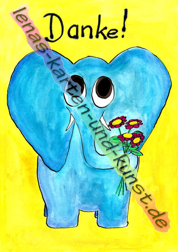 M0030_Dankeskarte_Danke vom knuddeligen Elefant