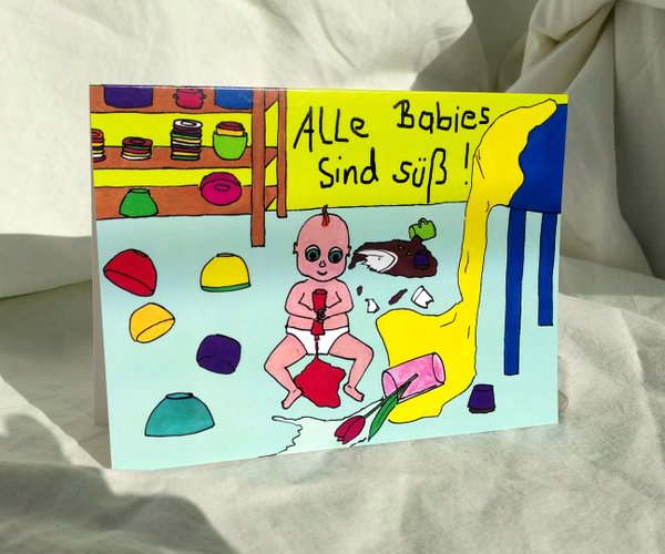 M0061_Baby-Glückwunsch-Karte_ süßes Chaosbaby: Alle Babies sind süß!