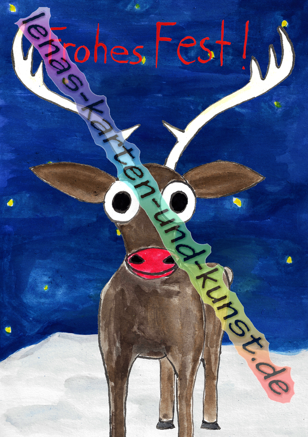 M0069_Weihnachtskarte_Rudolf wünscht ein frohes Fest!