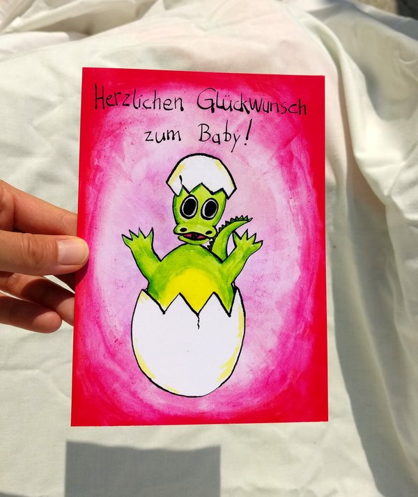 M0083_Baby-Glückwunsch-Karte_Schlüpfdrache (rot)