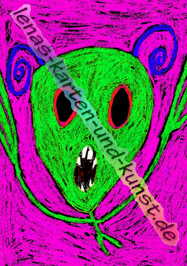 M0002_Freestylekarte_Alien (grün auf pinkem Hintergrund)