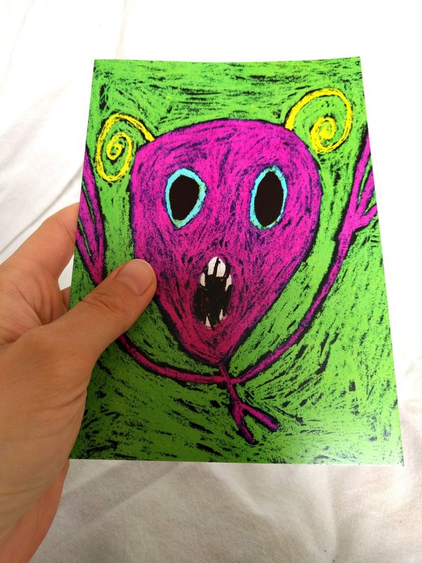M0004_Freestylekarte_Alien (pink auf grünem Hintergrund)