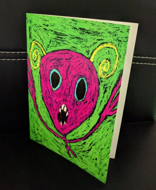 M0004_Freestylekarte_Alien (pink auf grünem Hintergrund)