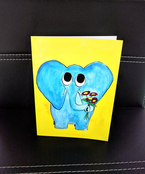 M0032_Glückwunschkarte_Blumen vom knuddeligen Elefant