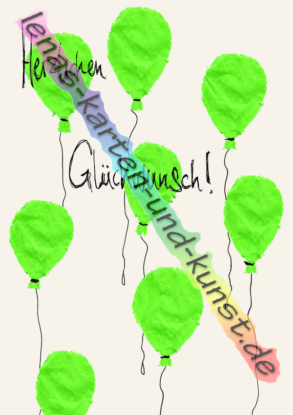 M0039_Glückwunschkarte_grüne Ballons