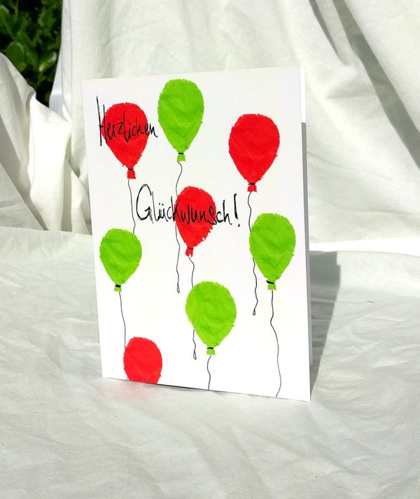 M0044_Glückwunschkarte_rote & grüne Ballons