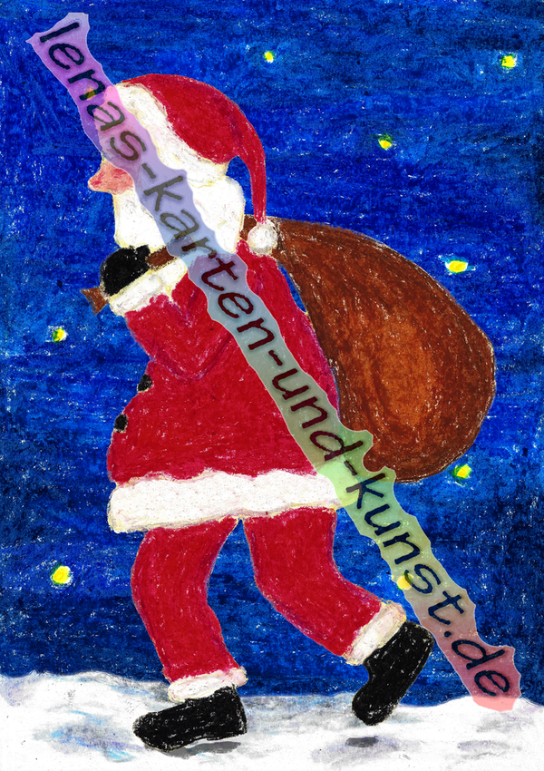 M0099_Weihnachtskarte_Weihnachtsmann in der Nacht (kein Text)