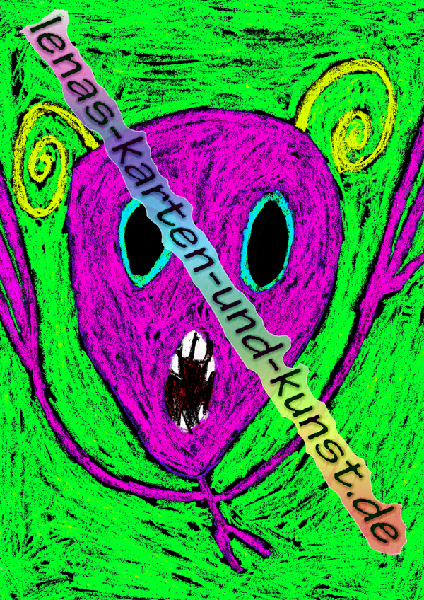 D0004_BilderdruckA3_Alien (pink auf grünem Hintergrund)